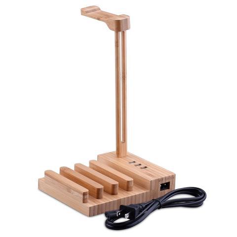 Solid wood earphone stand